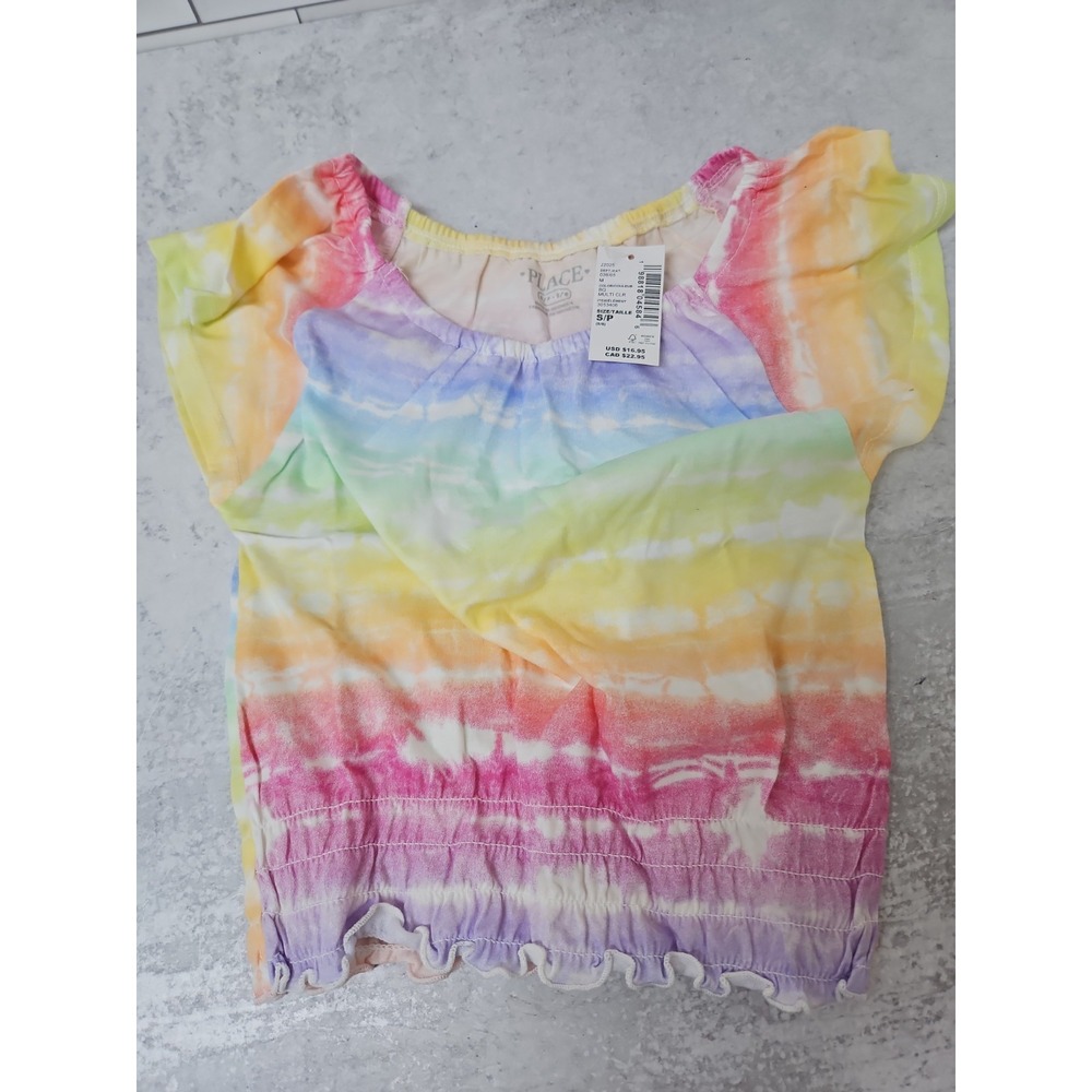 Girls Childrens Place Size Small 5-6 Tie Dye Short Sleeve Top T-Shirt New Tag